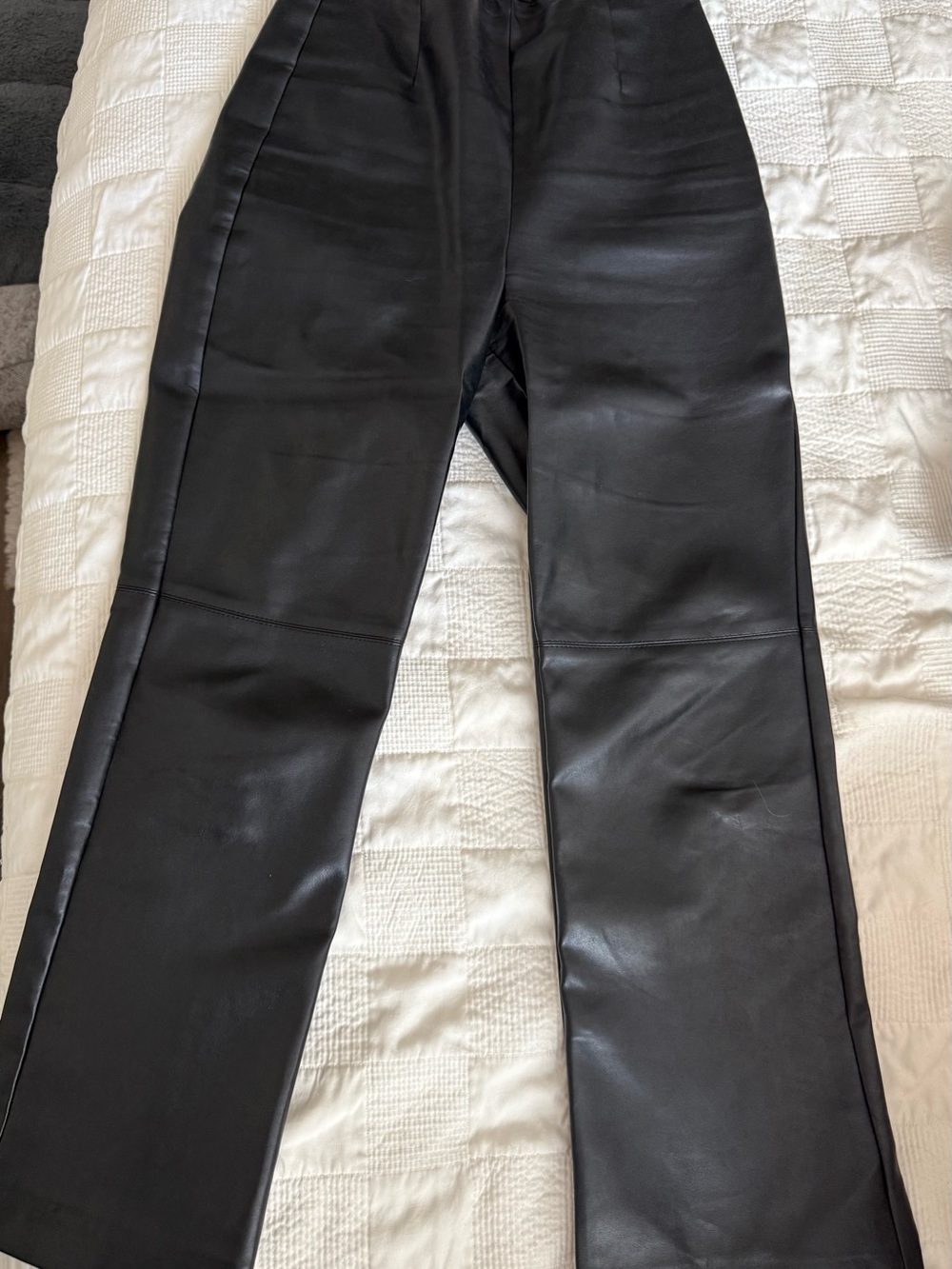 Aritzia Wilfred Black Faux Leather Flare Jeans